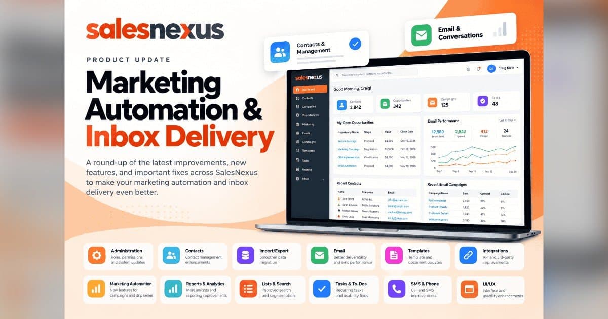 SalesNexus Updates Tackle Outlook Sync and Email Deliverability for B2B Sales Teams